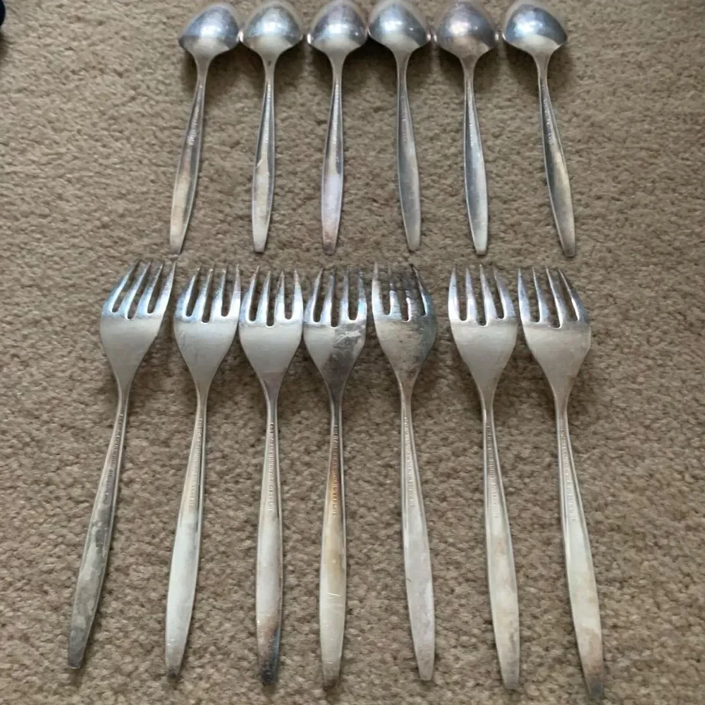 13 Oneida Community Silverplate Flatwear Enchantment Gentle Rose Pattern Pieces